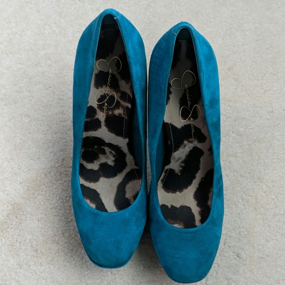 Teal suede heels